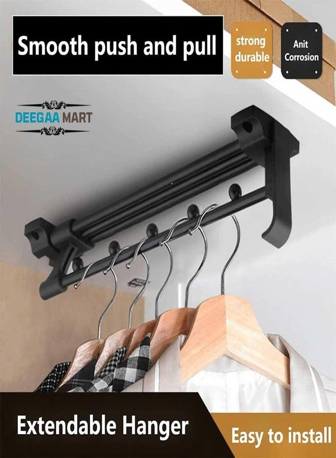 DEEGAA MART DEEGAAMART 40cm Sliding Pull Out Wardrobe Rail Top-Mounted Closet Clothes Hanger Rack with Separation Beads, 16" Metal Rack, Black, Adjustable Pull Out Closet Rod (1 Pc) (Model 4, 16 Inch) - Image 4